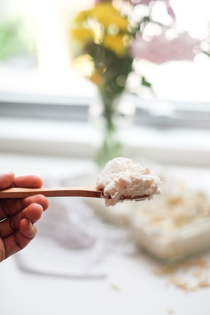 Ricotta Nut Cheese on a spoon